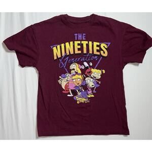 Nickelodeon The 90's Generation T Shirt Brand Small S Y2k maroon 16” pit to pit